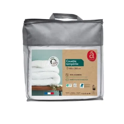 Couette tempérée en microfibre 100% polyester recyclé anti acariens 300g/m²