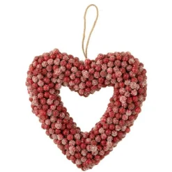 Couronne de Noël Cœur Baies 30cm Rouge