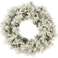 Couronne de Noël Led Enneigée 44cm Vert & Blanc