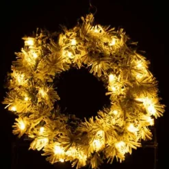 Couronne de Noël Led Enneigée 44cm Vert & Blanc