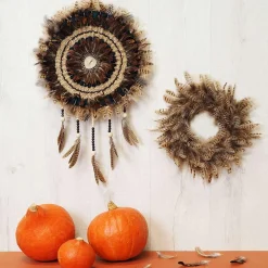 Couronne de plumes tigrées 28 cm