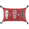Coussin à Pompons Tribaline 30x50cm Rouge