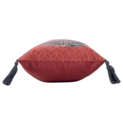 Coussin à Pompons Tribaline 30x50cm Rouge