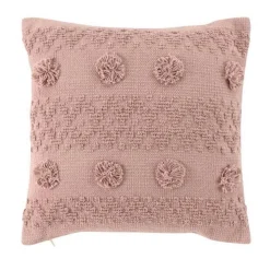 Coussin Déco à Pompons Alenia 40x40cm Rose