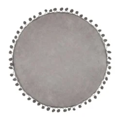 Coussin Déco Pompons 40cm Gris Clair