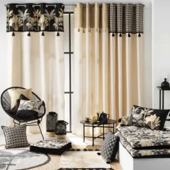 Coussin Déco à Pompons Karaba 15x40cm Gris