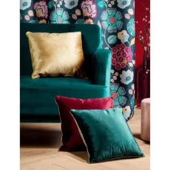 Coussin Déco Velours Noria 45x45cm Bordeaux