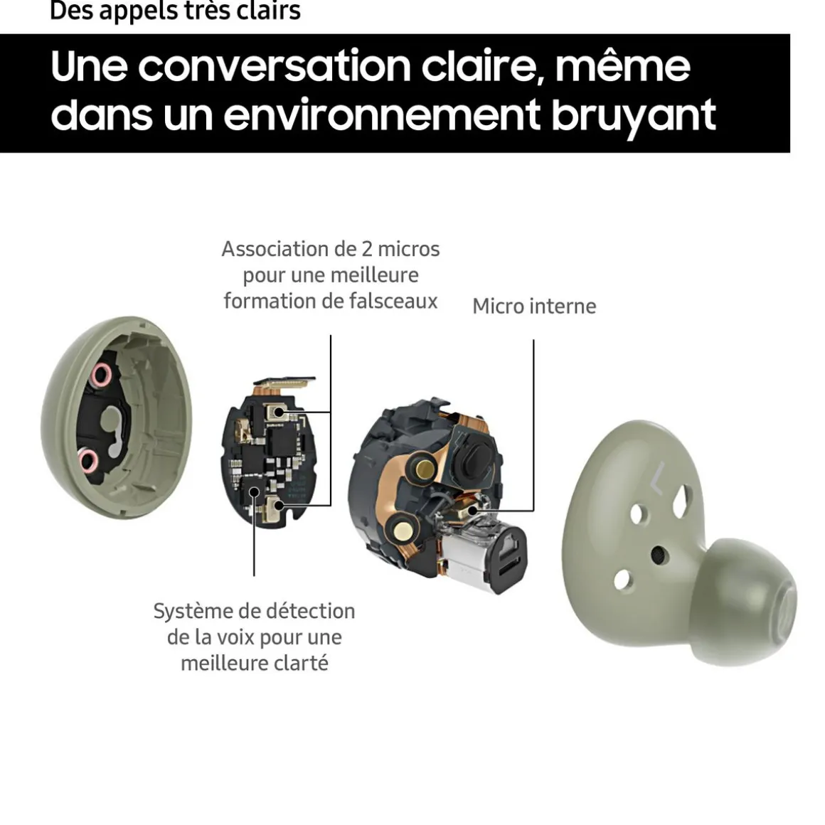 Écouteurs Galaxy Buds 2 Buds avec Galaxy AI - Noir