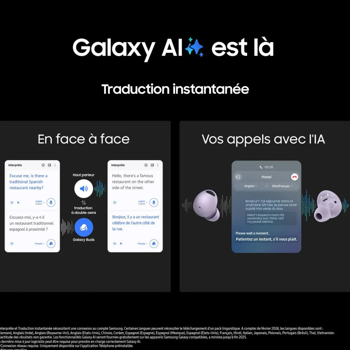 Écouteurs Galaxy Buds 2 Pro Buds avec Galaxy AI - Noir