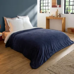 Couverture Polaire Extra Douce Coloris Bleu