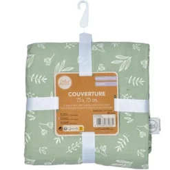 Couverture pour Bébé Coton 75x75cm Vert Céladon