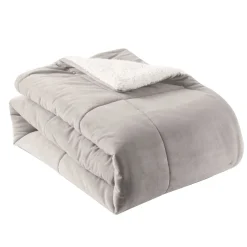 Couvre lit matelassé double face velours/sherpa BIEN CHEZ SOI