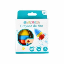 Crayons de Cire 6 Couleurs Fusée Multicolore