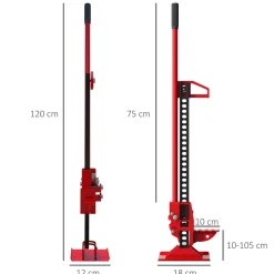 Cric agricole manuel - cric de fosse - 3 tonnes 120 cm - acier noir rouge