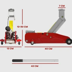 Cric de levage hydraulique - cric de levage réglable 12-30 cm métal rouge noir
