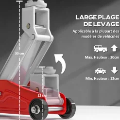 Cric de levage hydraulique - cric de levage réglable 12-30 cm métal rouge noir