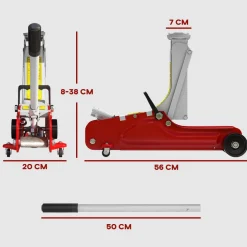 Cric de levage hydraulique - cric de levage réglable 8-38 cm métal rouge noir