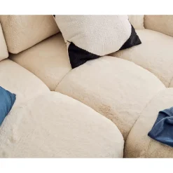 Crocus - canapé d'angle réversible - 4 places - convertible avec coffre - en fausse fourrure