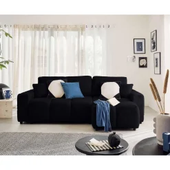 Crocus - canapé d'angle réversible - 4 places - convertible avec coffre - en fausse fourrure