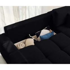 Crocus - canapé d'angle réversible - 4 places - convertible avec coffre - en fausse fourrure