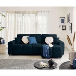 Crocus - canapé d'angle réversible - 4 places - convertible avec coffre - en fausse fourrure