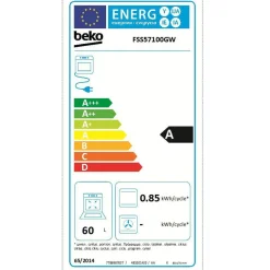 Cuisinière vitrocéramique FSS57100GW, 50 cm, 4 foyers, Four à convection naturelle