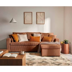 Cyrus - canapé d'angle réversible 4 places - convertible avec coffre - en velours côtelé