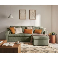 Cyrus - canapé d'angle réversible 4 places - convertible avec coffre - en velours côtelé