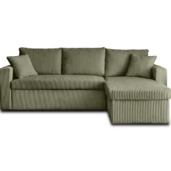 Cyrus - canapé d'angle réversible 4 places - convertible avec coffre - en velours côtelé