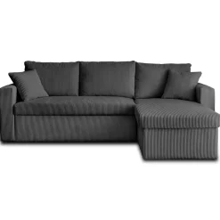 Cyrus - canapé d'angle réversible 4 places - convertible avec coffre - en velours côtelé