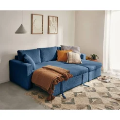 Cyrus - canapé d'angle réversible 4 places - convertible avec coffre - en velours côtelé