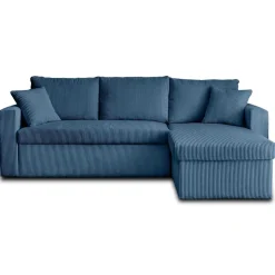 Cyrus - canapé d'angle réversible 4 places - convertible avec coffre - en velours côtelé