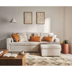 Cyrus - canapé d'angle réversible 4 places - convertible avec coffre - en velours côtelé