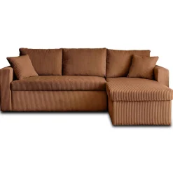 Cyrus - canapé d'angle réversible 4 places - convertible avec coffre - en velours côtelé