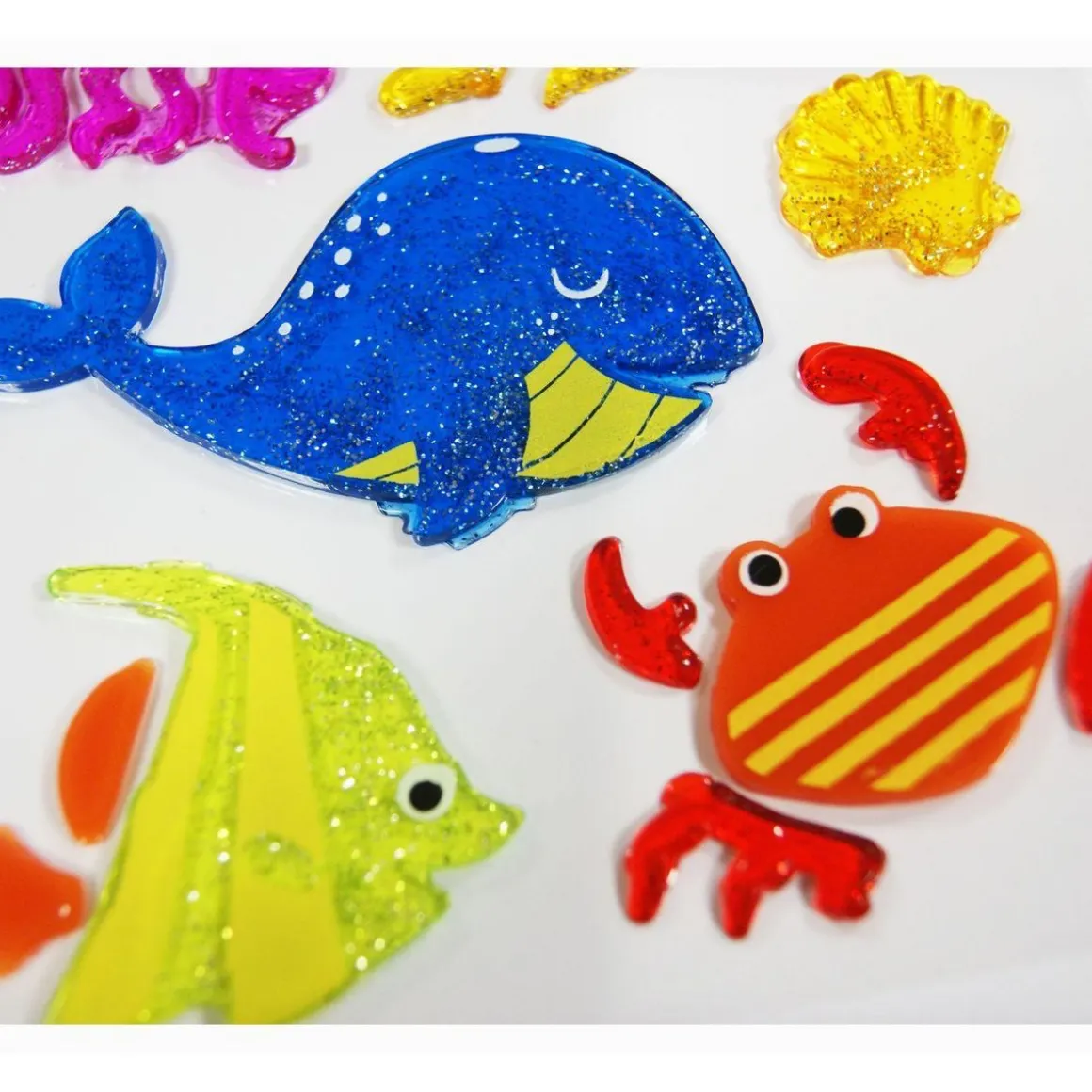 Décoration de fenêtre en gel - Le monde sous-marin - Paillettes