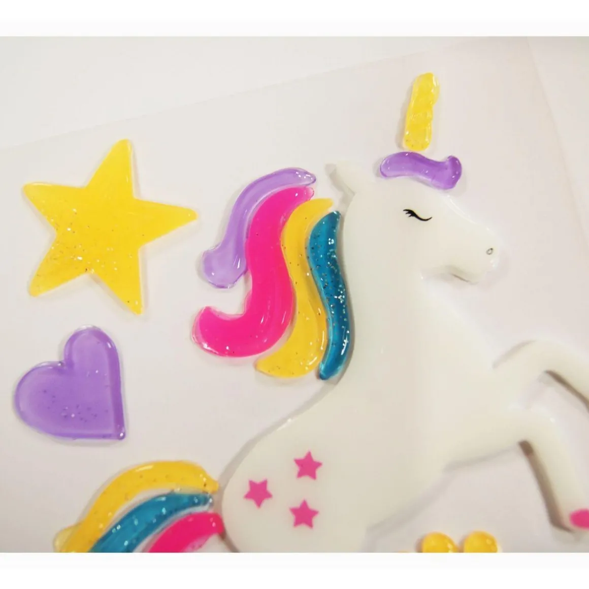 Décoration de fenêtre en gel - Licorne - Paillettes