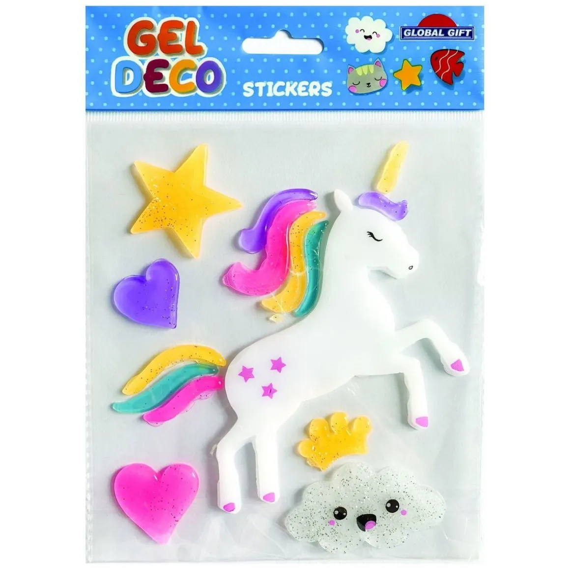 Décoration de fenêtre en gel - Licorne - Paillettes