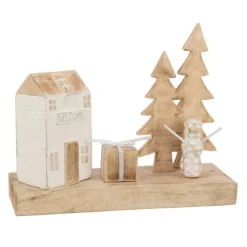 Décoration en Bois Maison Cadeau 40cm Naturel