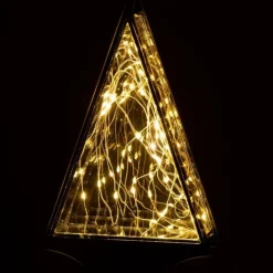 Décoration Lumineuse Led Triangle 25cm Gris & Or