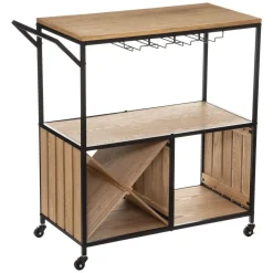 Desserte Bakos grand modèle en métal et MDF - Beige et noir