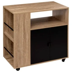 Desserte de Cuisine 2 Portes Aliaj 80cm Beige & Noir