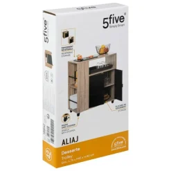 Desserte de Cuisine 2 Portes Aliaj 80cm Beige & Noir