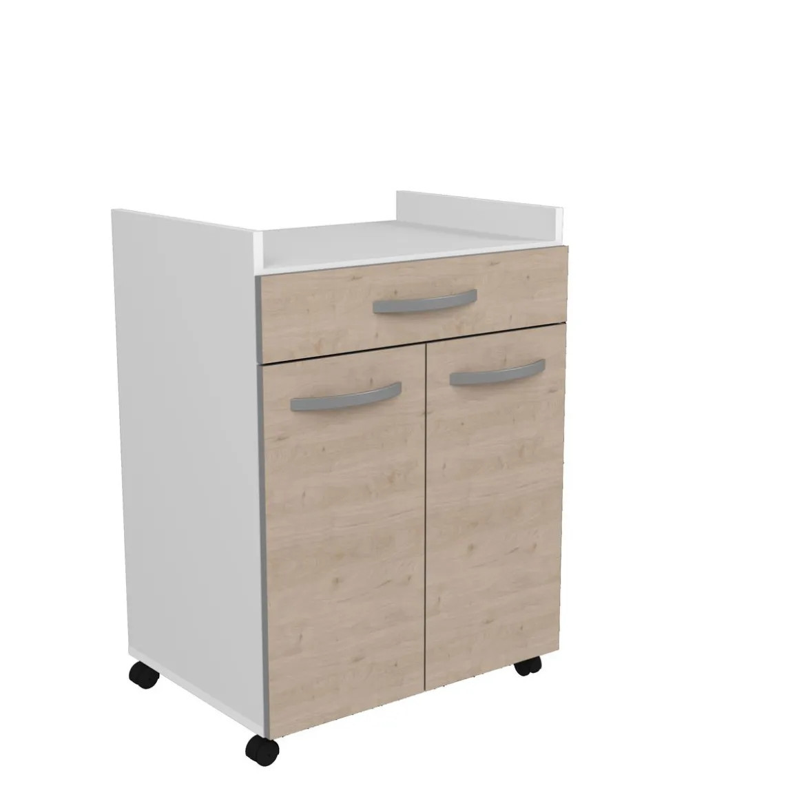 Desserte de cuisine avec roulettes 2 portes 1 tiroir L60cm ZAK