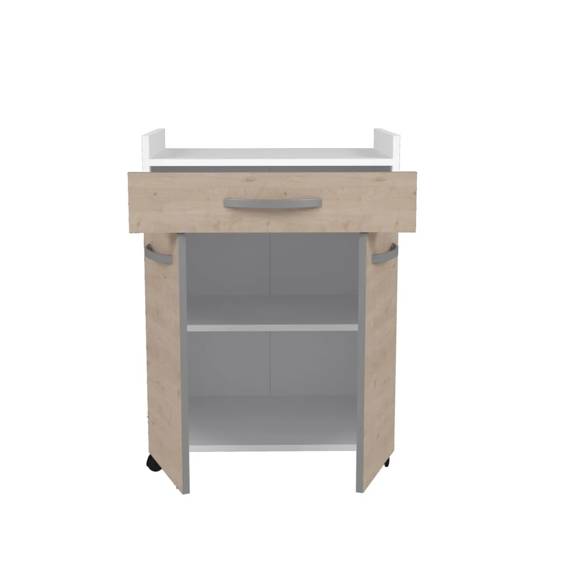 Desserte de cuisine avec roulettes 2 portes 1 tiroir L60cm ZAK