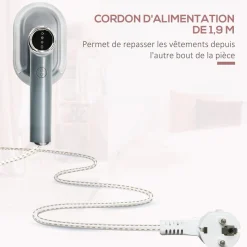 Défroisseur à vapeur portable 1200 W 2 niveaux de vapeur avec réservoir d'eau 100 ml amovible - steamer chauffage rapide - gris