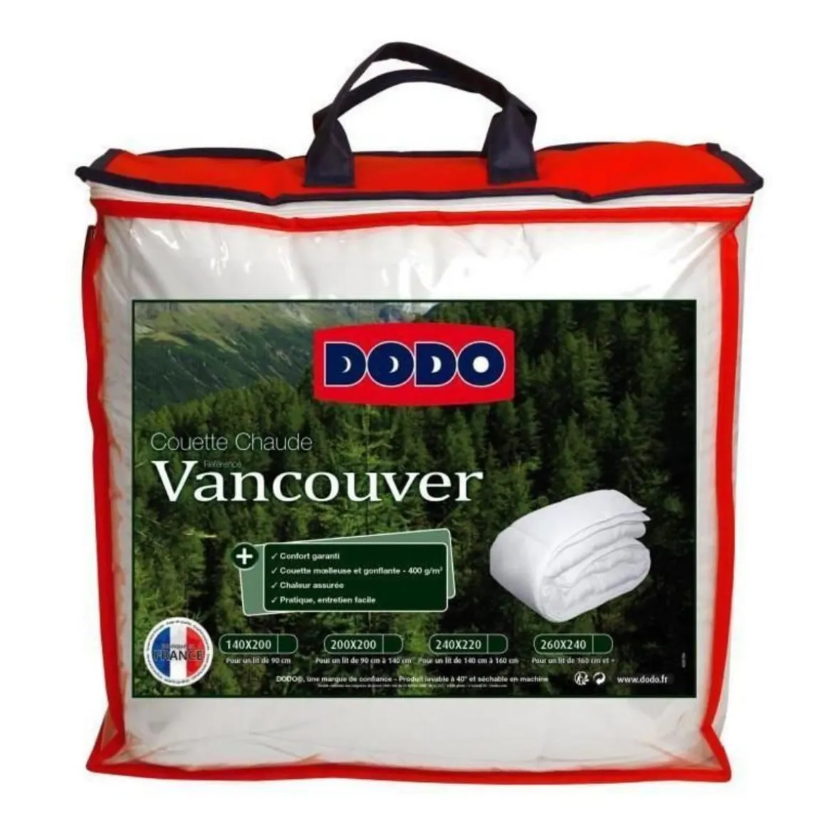 DODO Couette chaude 400gr/m2 VANCOUVER 240x260 cm blanc