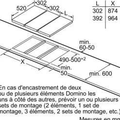 Domino induction 30cm 2 feux 3700w noir - eh375fbb1e