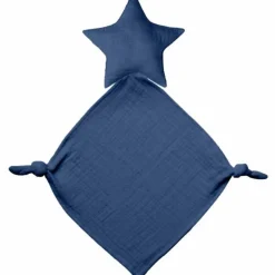 Doudou Mouchoir Bébé Étoile 46cm Bleu Foncé