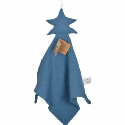Doudou Mouchoir Bébé Étoile 46cm Bleu Foncé