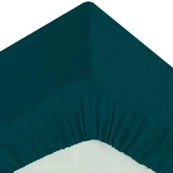 Drap Housse 2 Personnes Percale 160x200cm Bleu Egéen
